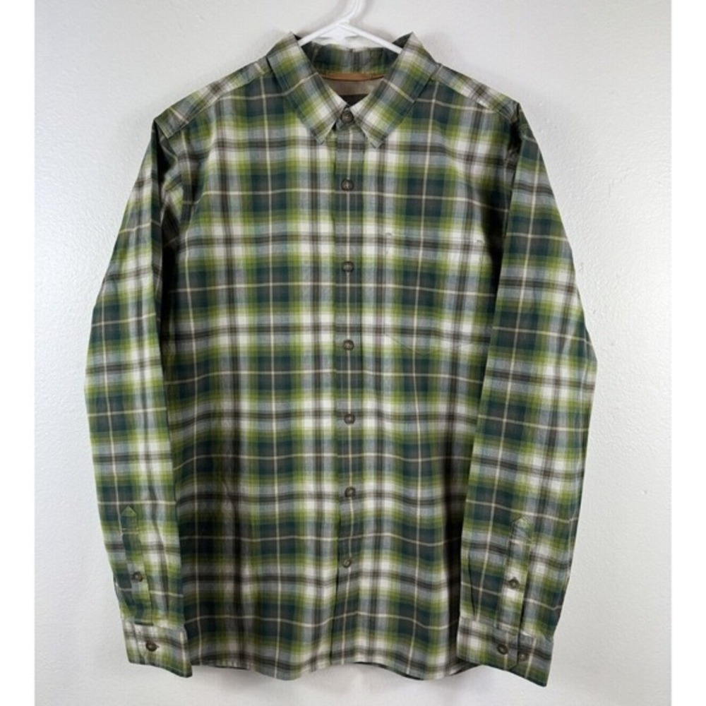 ROYAL‎ ROBBINS Mens Long Sleeve button shirt - Standard Fit - Green plaid SIZE L